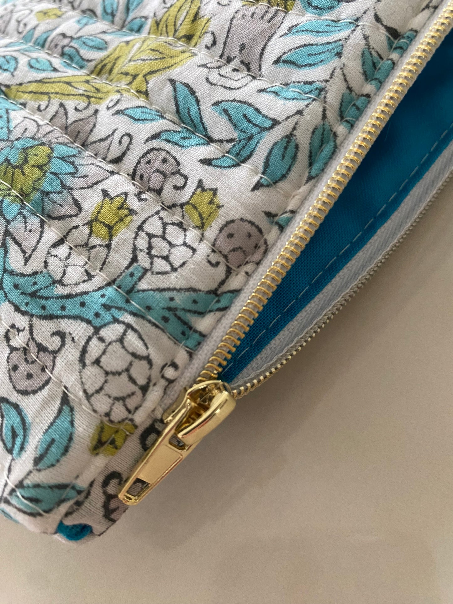 Pochette plate - Blockprint bleu