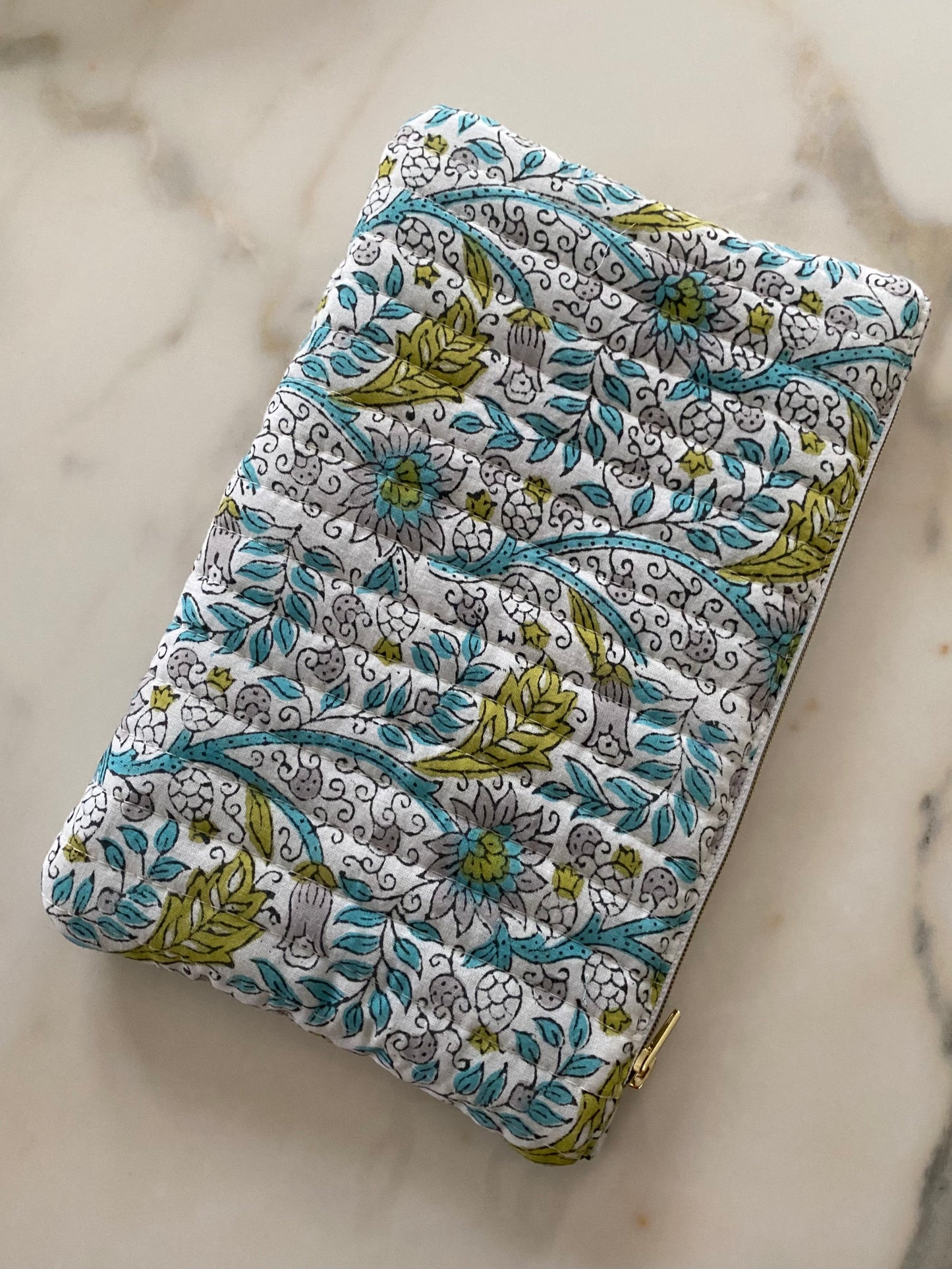 Pochette plate - Blockprint bleu