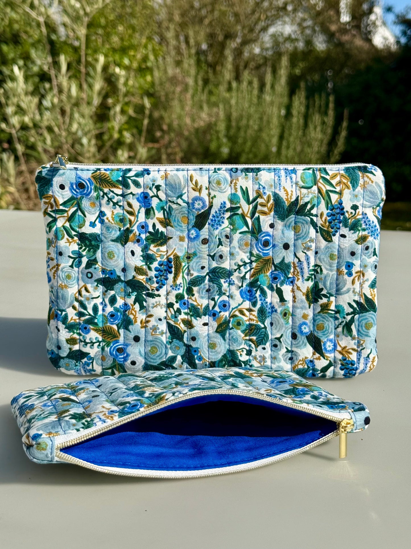 Pochette Plate Mini - Fleur Bleue