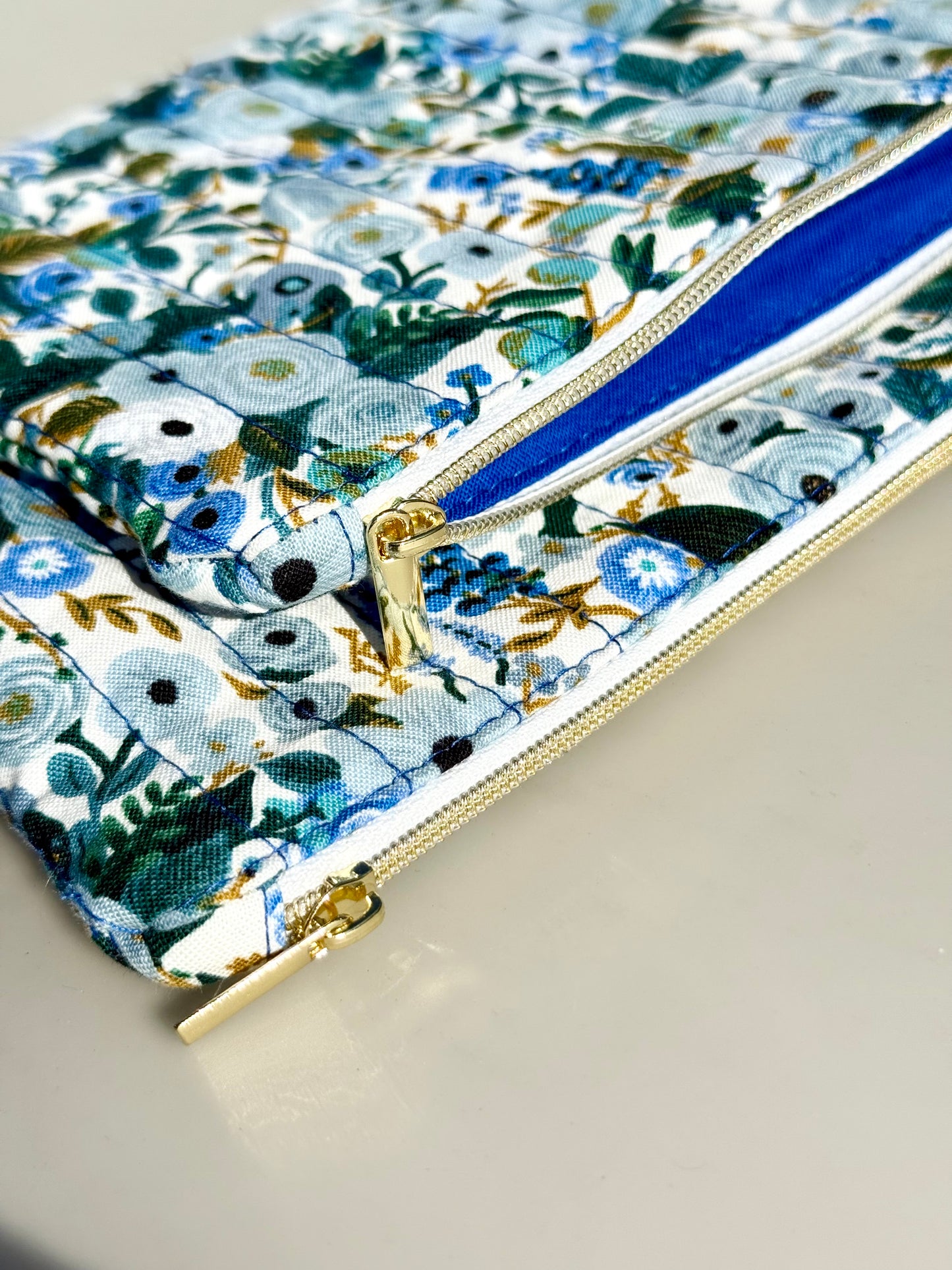 Pochette Plate Mini - Fleur Bleue