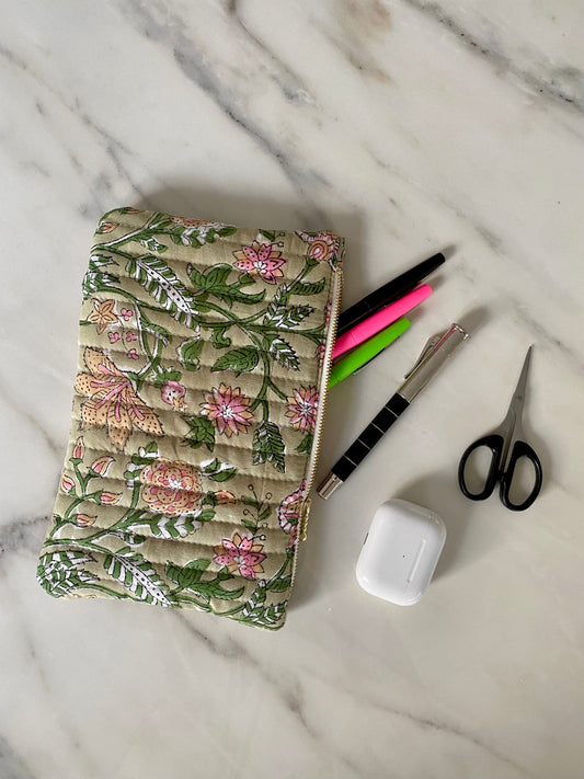 Pochette plate - Blockprint vert