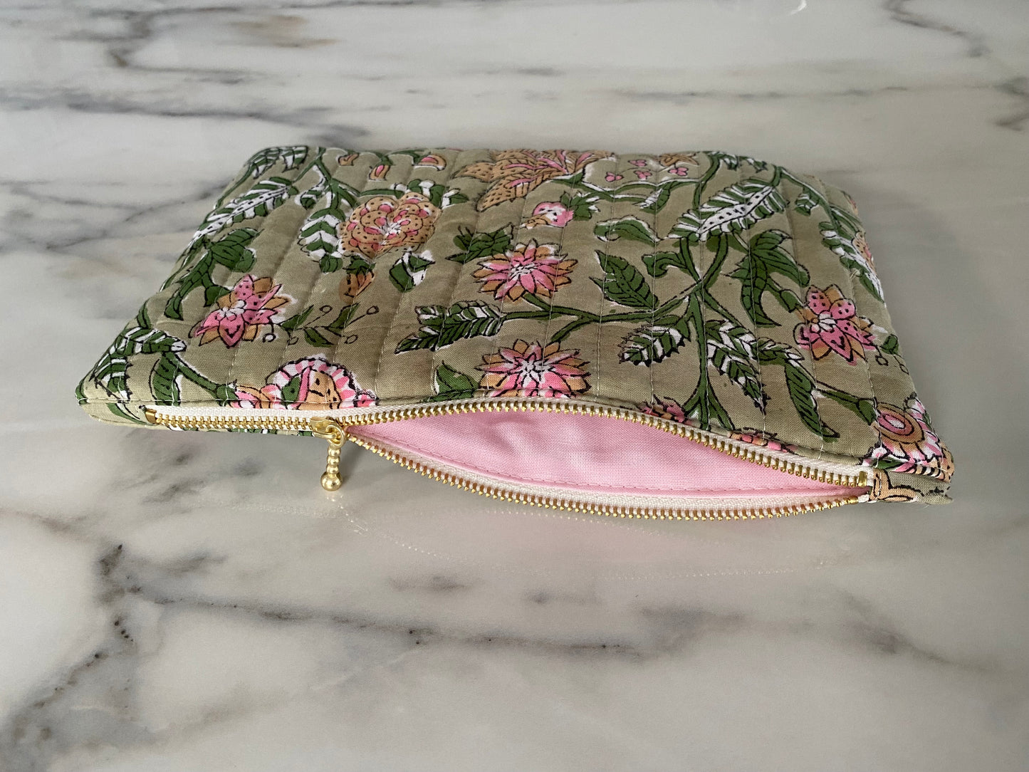 Pochette plate - Blockprint vert