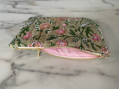 Pochette plate - Blockprint vert