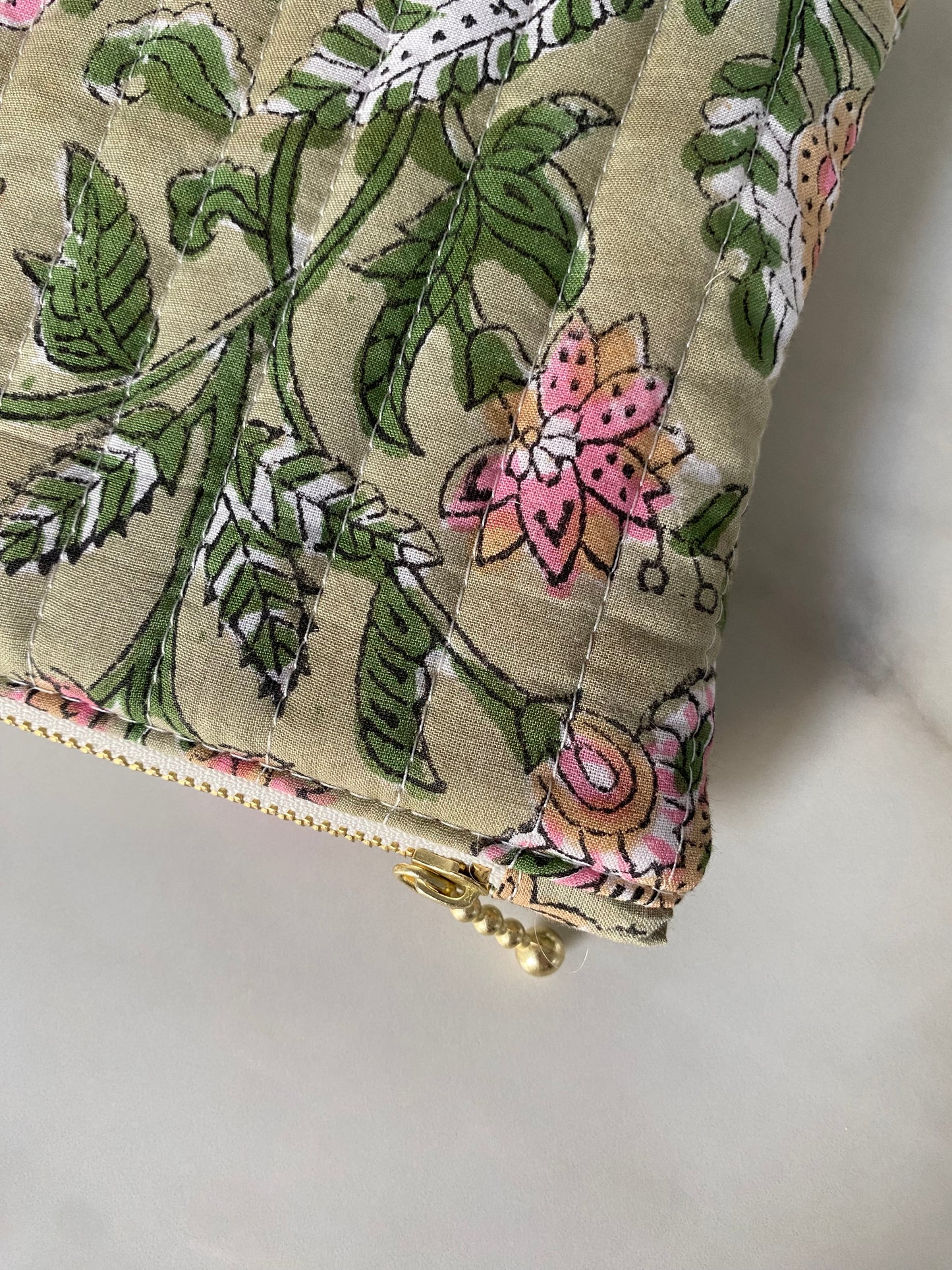 Pochette plate - Blockprint vert