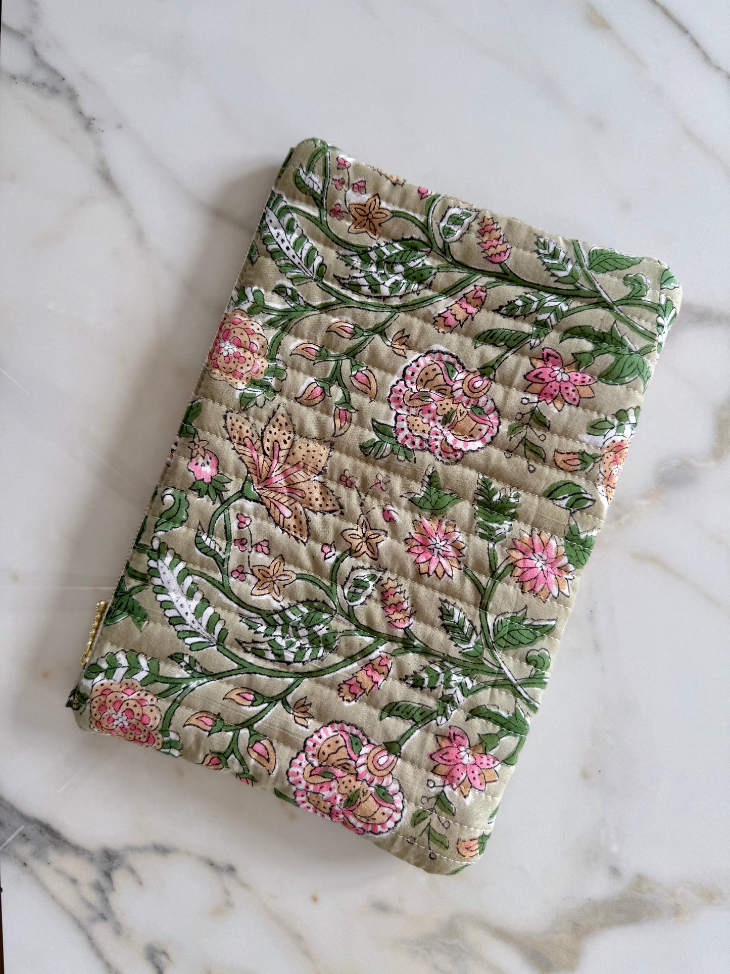 Pochette Plate Maxi - Blockprint vert