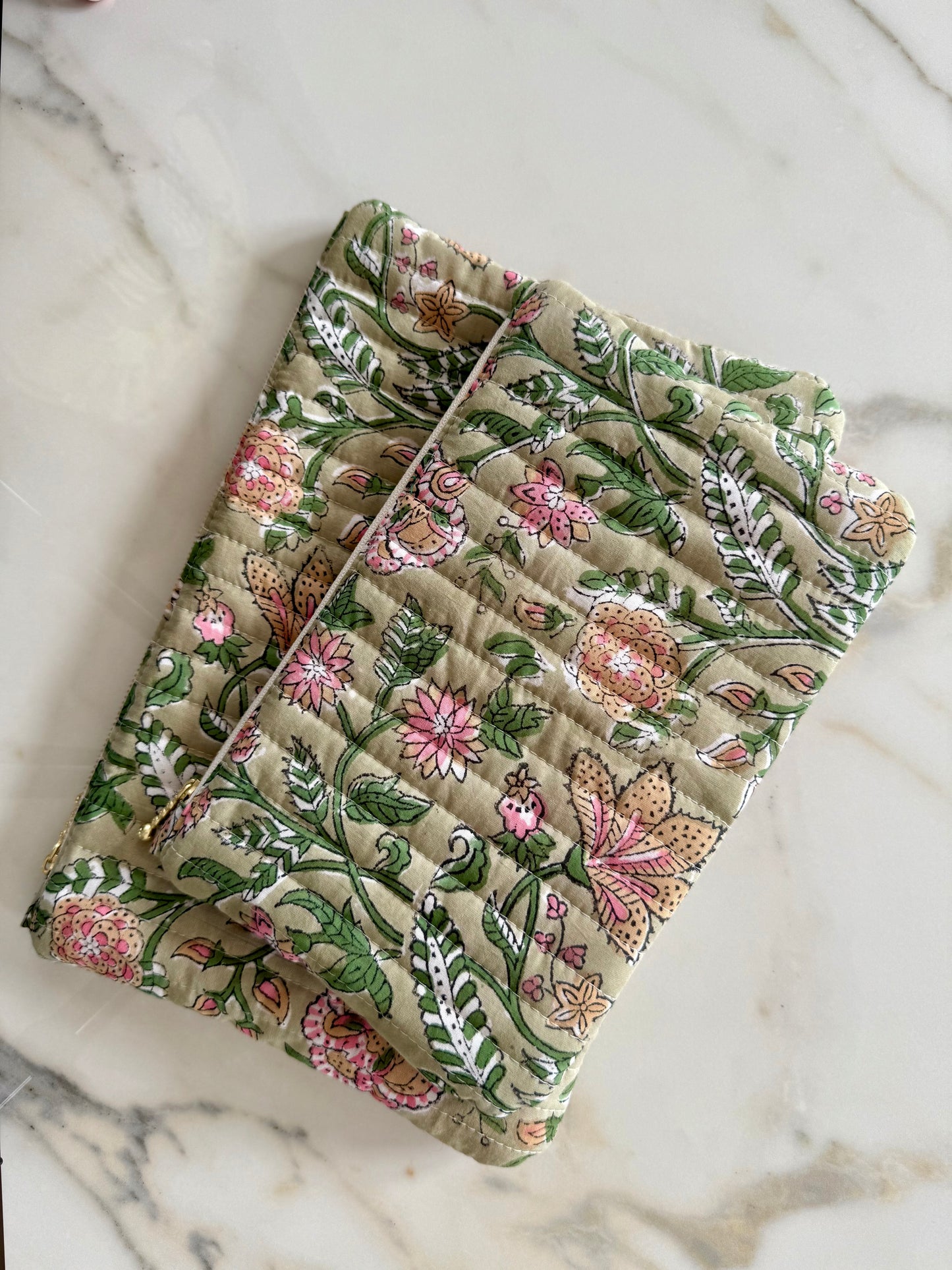 Pochette Plate Maxi - Blockprint vert