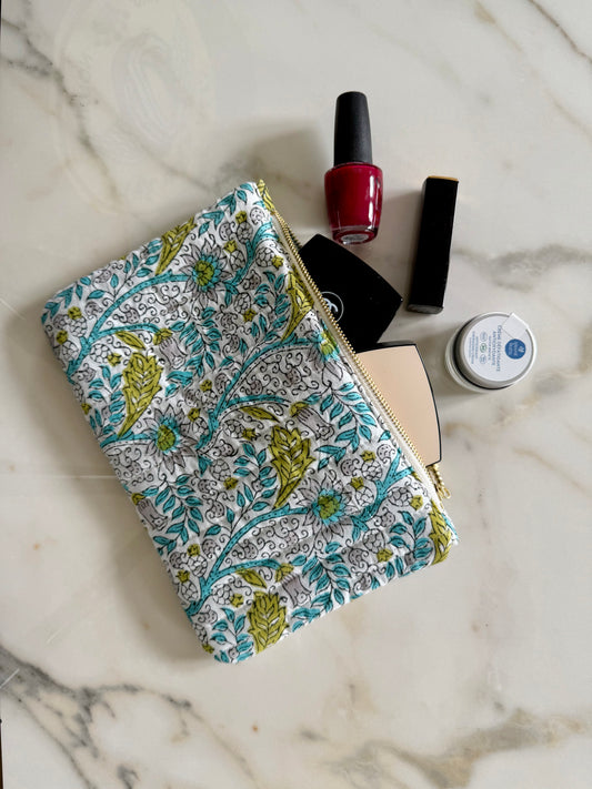 Pochette plate - Blockprint bleu