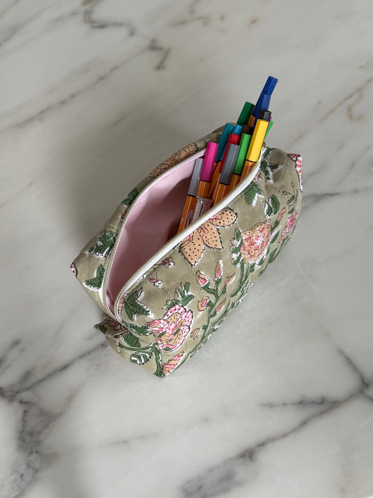 Trousse Maquillage - BlockPrint Vert