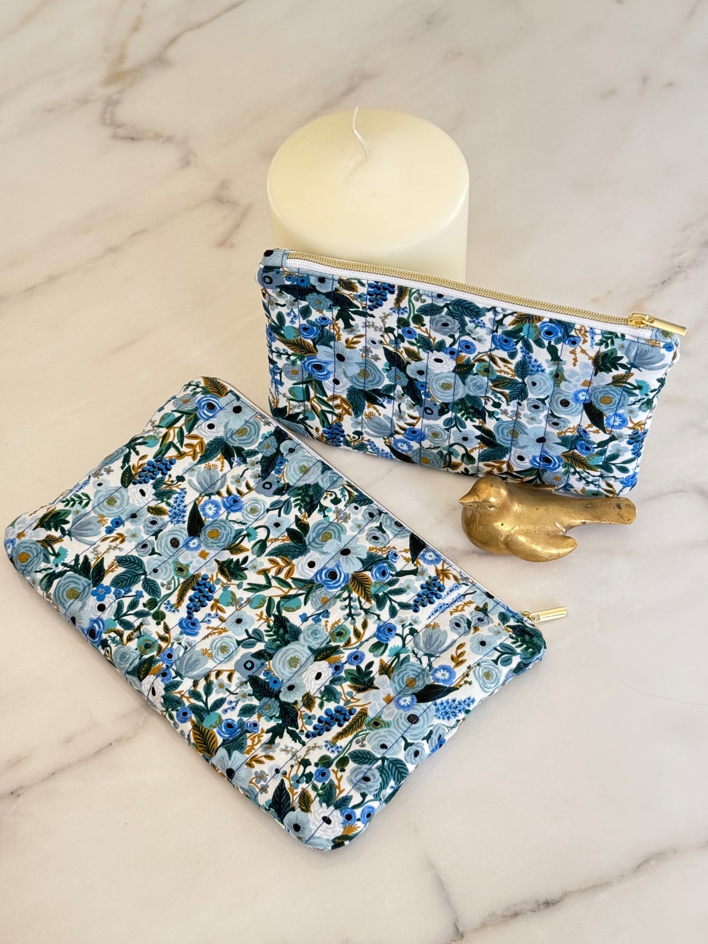 Pochette Plate Mini - Fleur Bleue