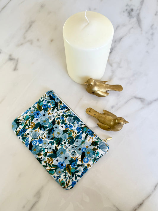 Pochette Plate Mini - Fleur Bleue