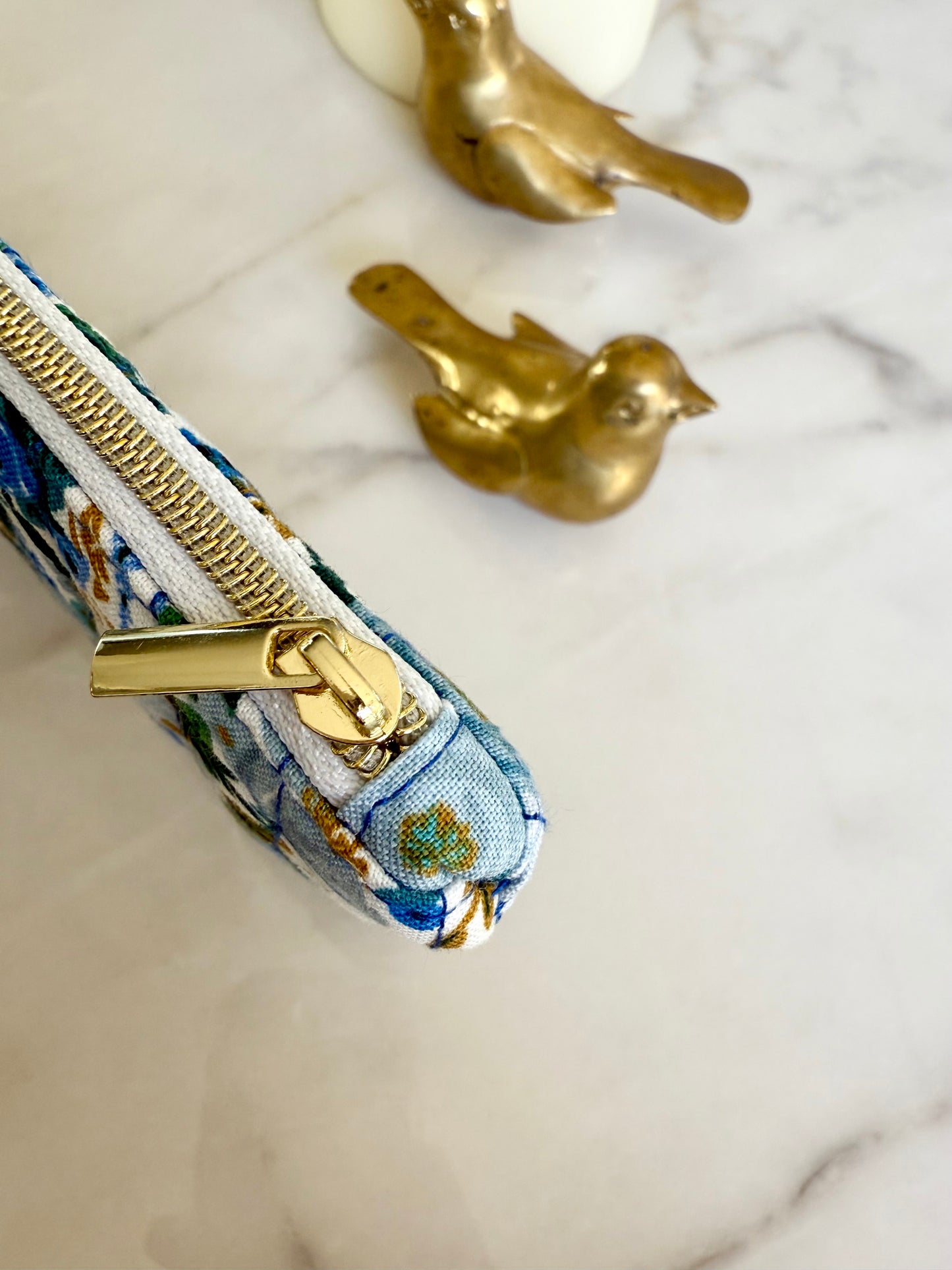 Pochette Plate Mini - Fleur Bleue