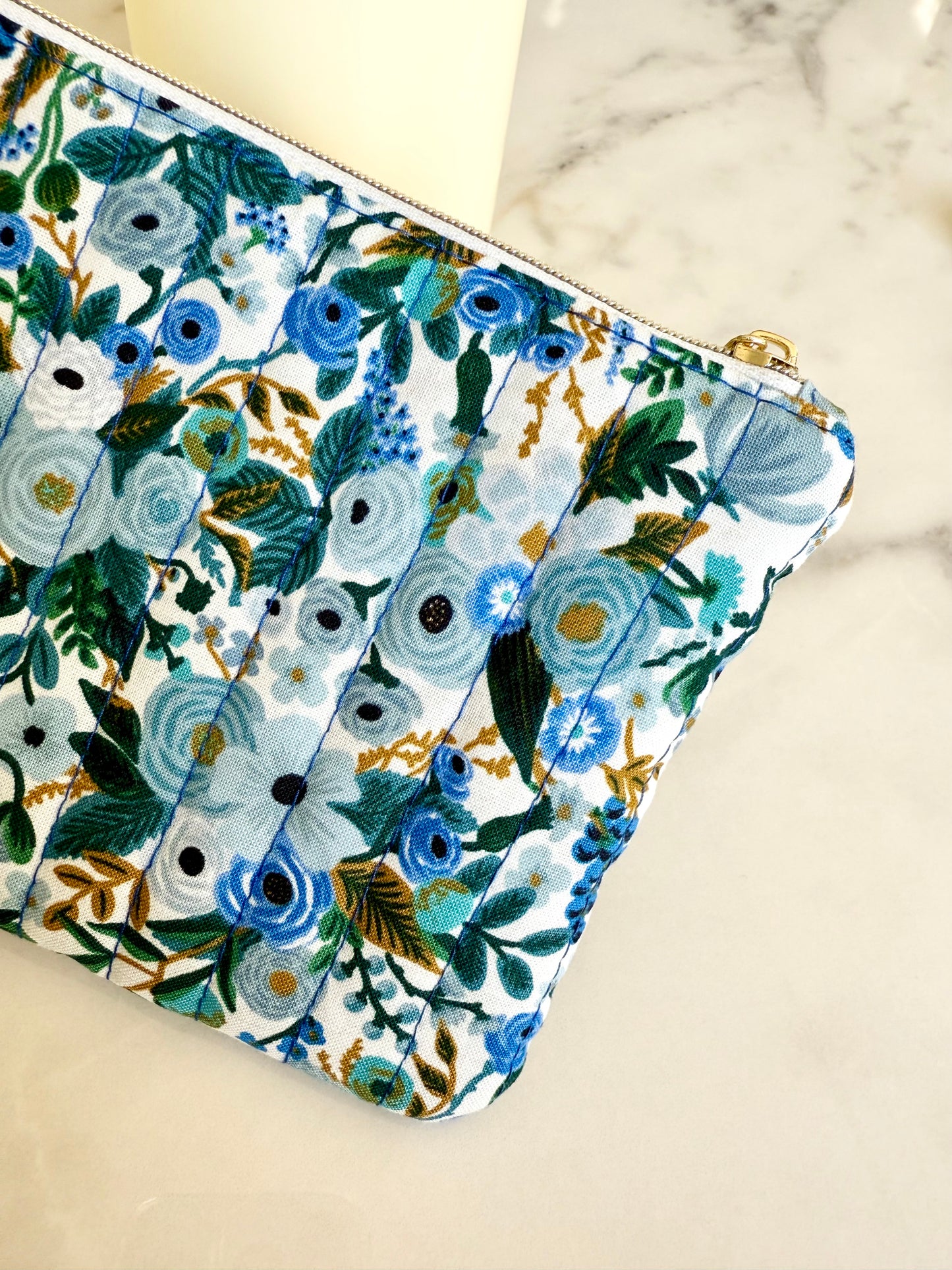 Pochette Plate Mini - Fleur Bleue