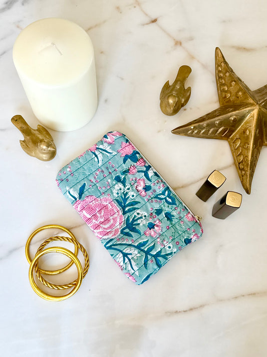 Pochette plate Mini – Tissu blockprint fait main, pratique & éthique