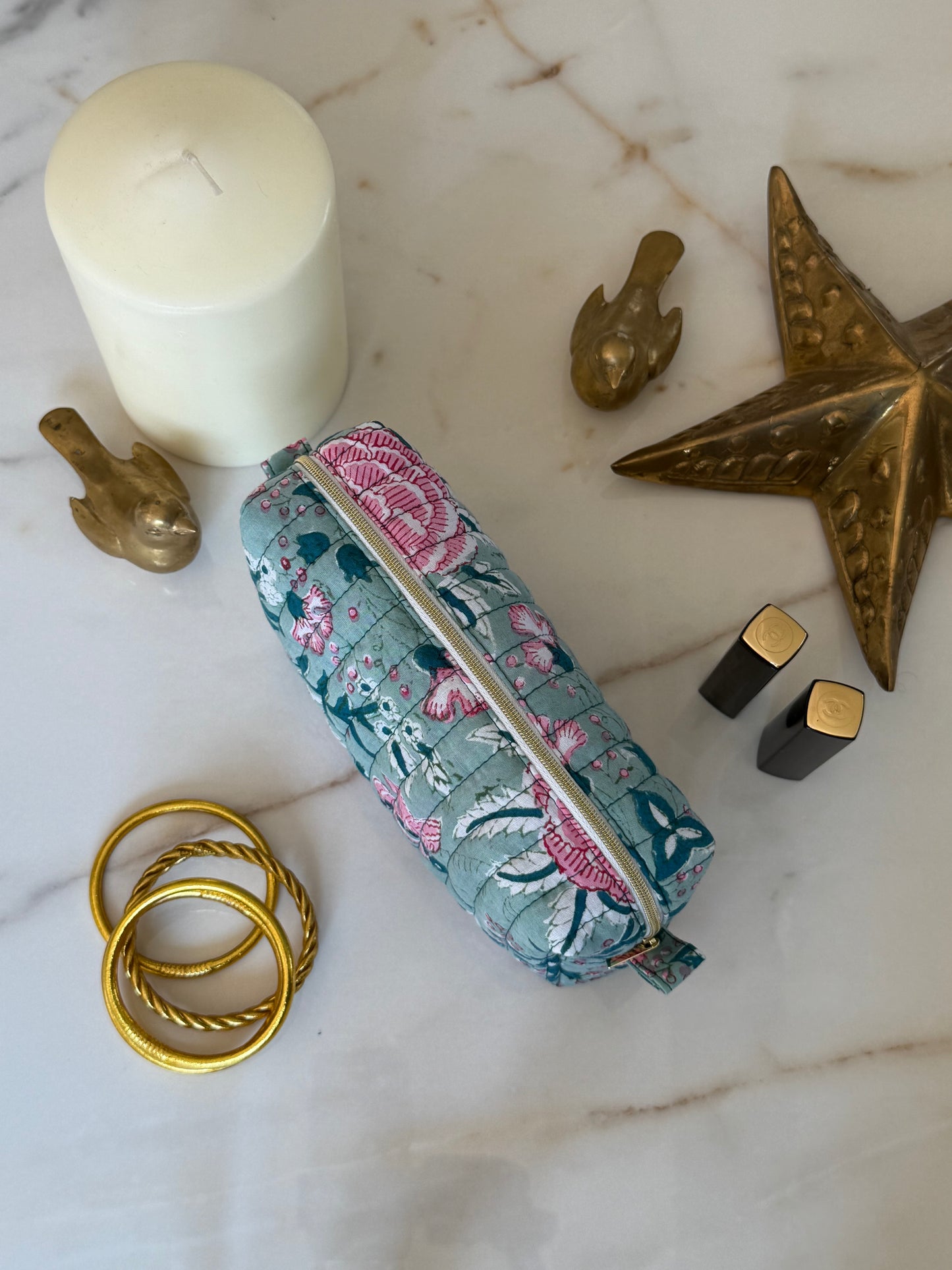 Trousse Maquillage Matelassée - Roses d'Avril