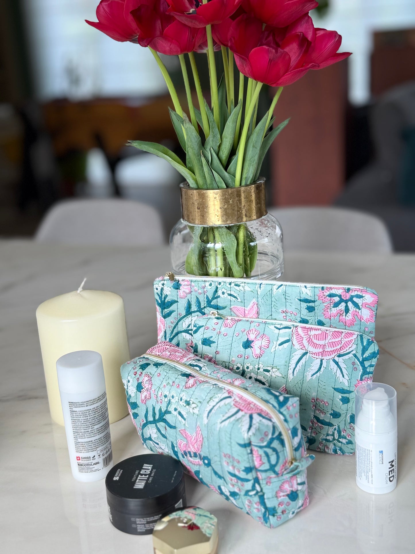 Pochette plate Mini – Tissu blockprint fait main, pratique & éthique
