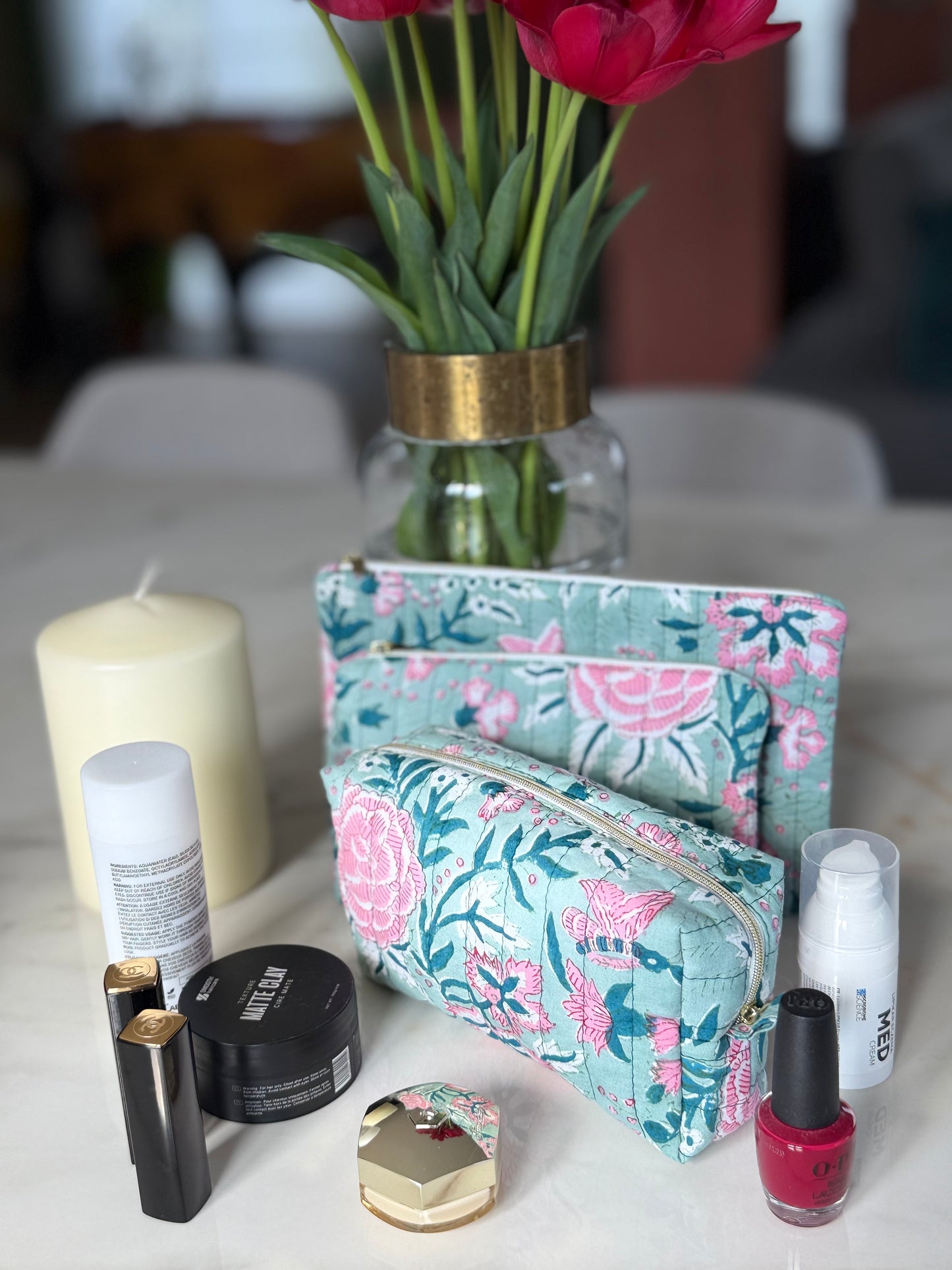 Pochette plate – Fait main en tissu blockprint, pratique & engagée