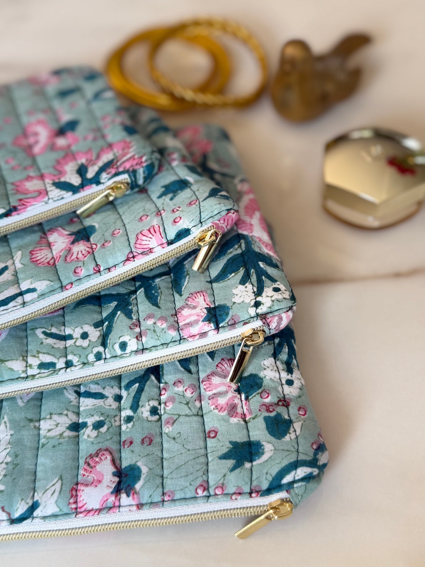 Pochette plate Mini – Tissu blockprint fait main, pratique & éthique