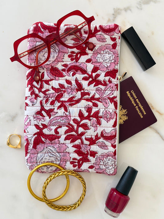 Pochette plate – Fait main en tissu blockprint, pratique & engagée - Garance