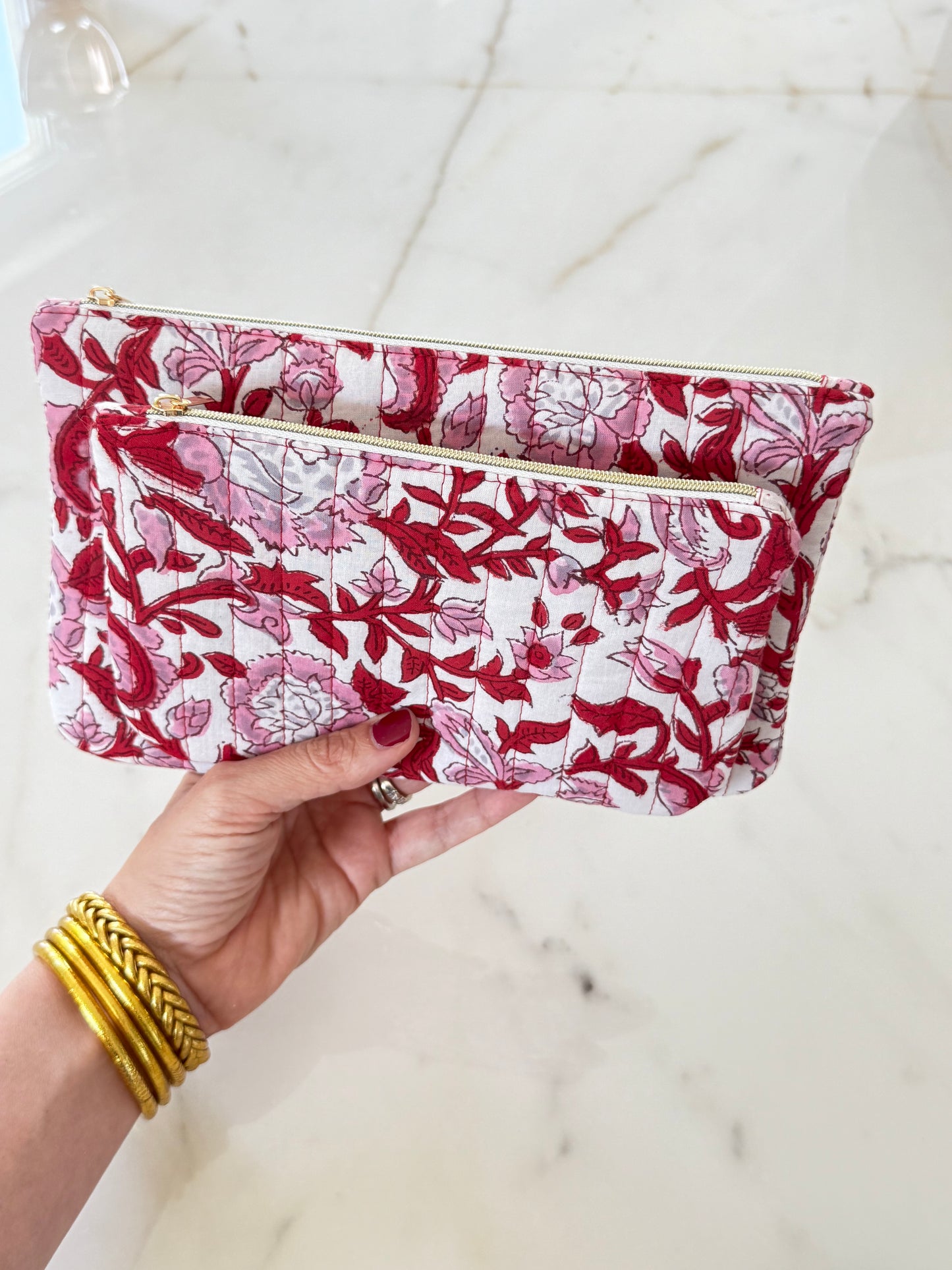 Pochette plate Mini – Tissu blockprint fait main, pratique & éthique - Garance