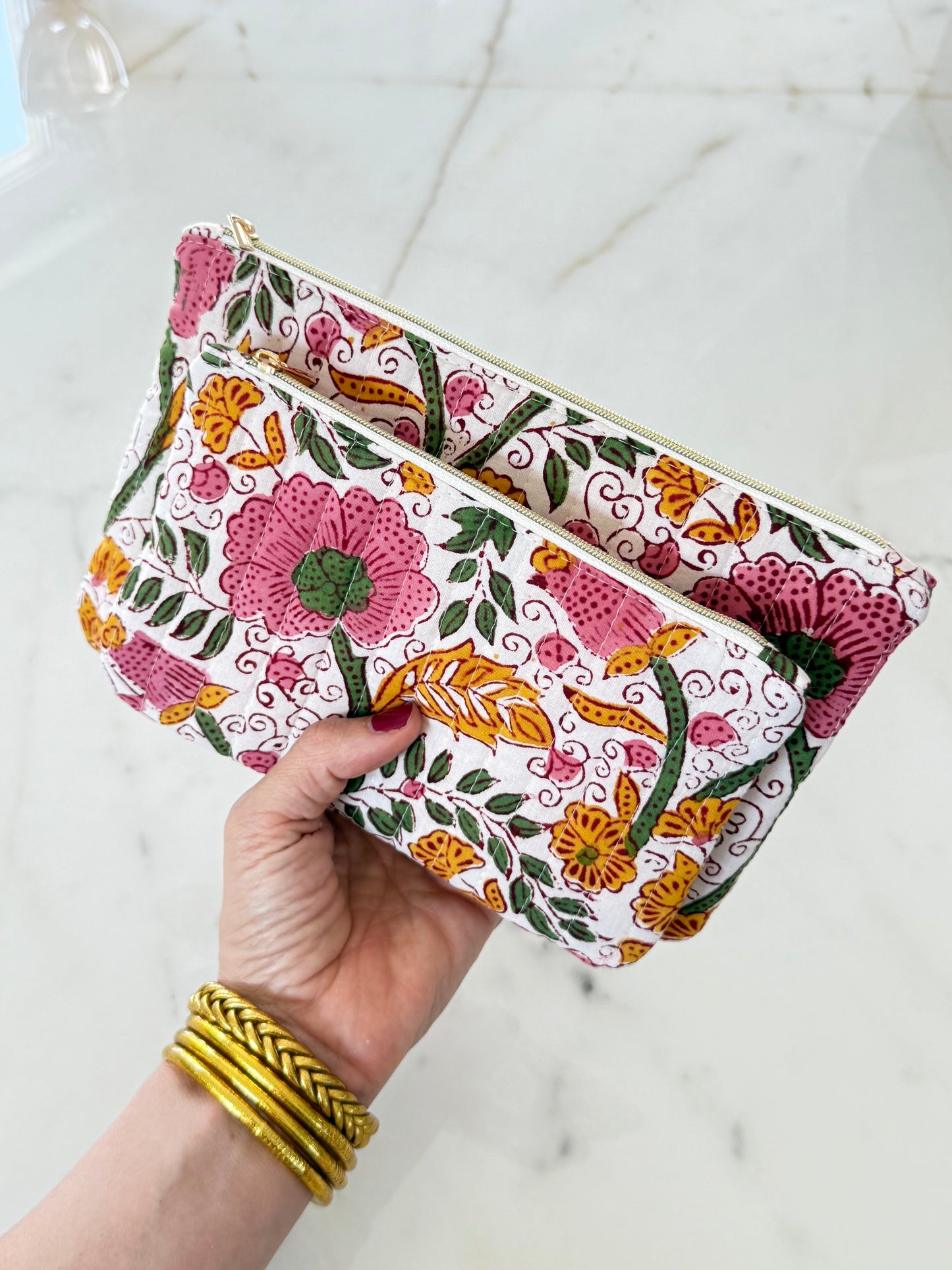 Pochette plate – Fait main en tissu blockprint, pratique & engagée - Adele