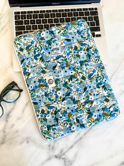 Housse ordinateur 13" - Fleur bleue