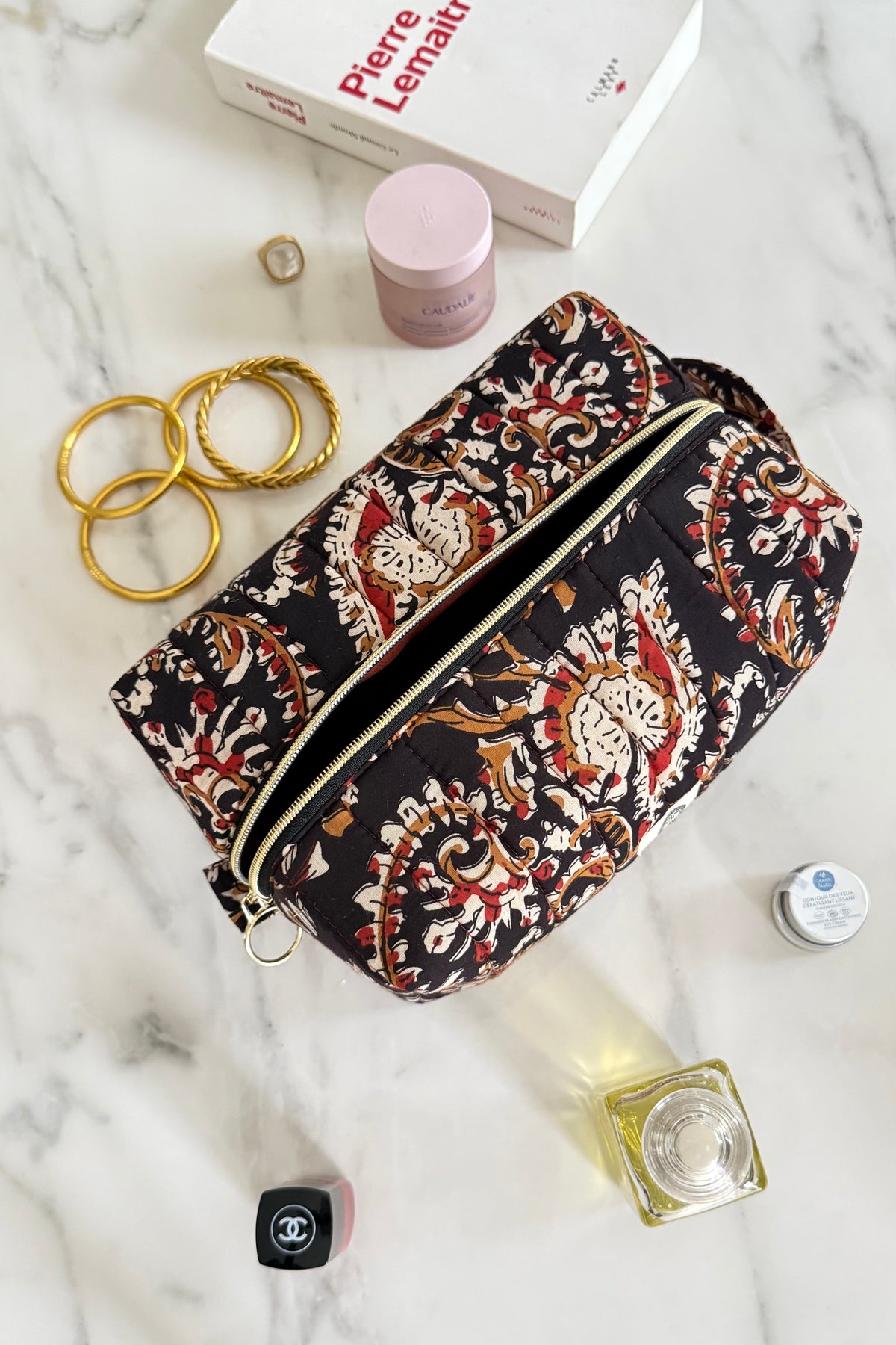 Trousse de toilette fleurie en coton blockprint – Josephine