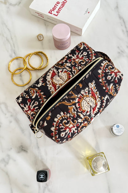 Trousse de toilette fleurie en coton blockprint – Josephine