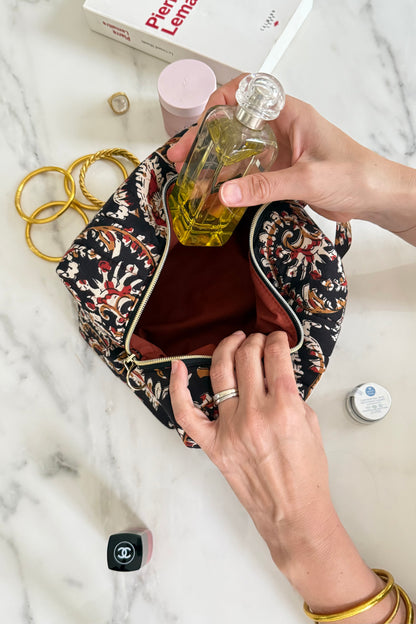 Trousse de toilette fleurie en coton blockprint – Josephine